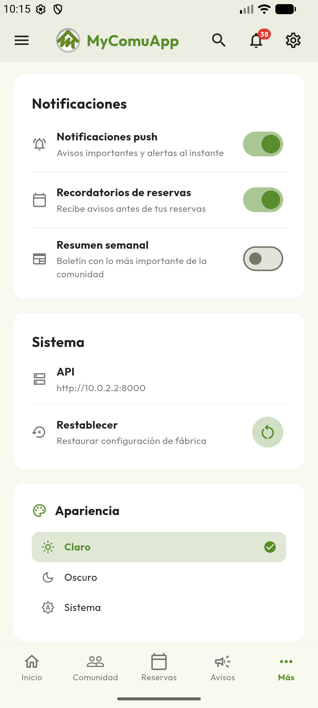 Formulario Perfil de Usuario.