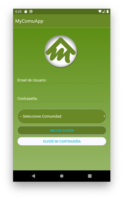 Pantalla de Acceso a MyComuApp.